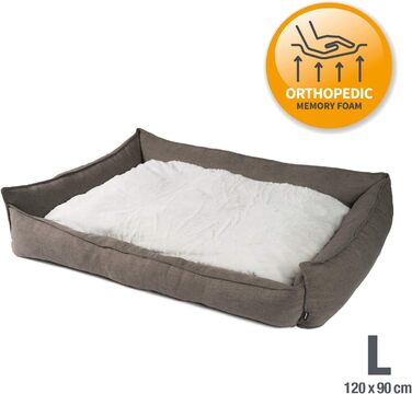 Преміум лежанка для собак JAMAXX з ортопедичним пінополіуретаном Memory Visco, знімний чохол, лежанка-кошик для собак S-XL (L) 120x90 см, сіра