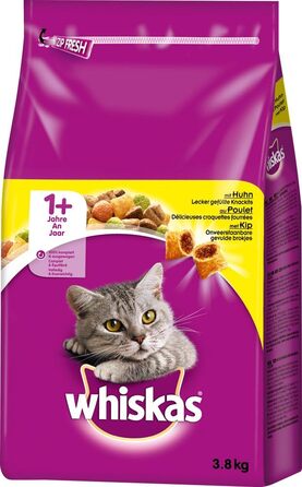 Сухий корм для дорослих котів Whiskas з куркою, 3.8 кг (набір з 2 шт)