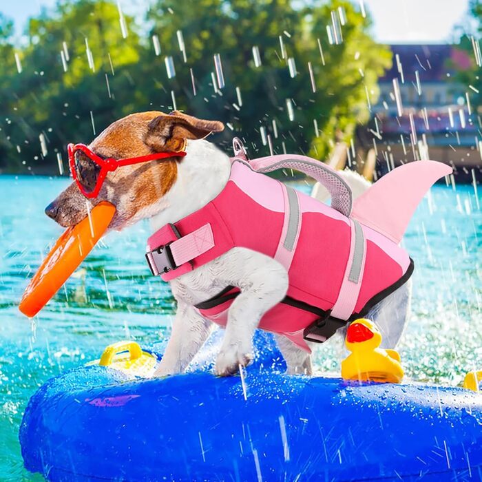 Жилет для плавання собак AOFITEE, жилет-спасатель для собак з ручкою та світловідбиваючими смугами, рожевий, X-Large