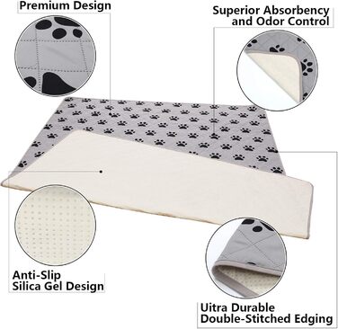 М'які багаторазові пелюшки для собак SPXTEX 66x101,6 см – водонепроникні, протиковзкі килимки для дресирування та привчання до туалету, для маленьких собак, 2 шт.