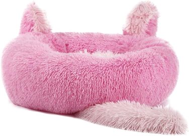 М'яке ліжко для собак та котів з плюшу, 60 см, рожеве. Ліжко для великих собак, кошенят та цуценят. Легко миється.