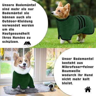 Рушник для собак з мікрофібри, швидковисихаючий, з клямками та регульованою стрічкою, для великих, середніх та маленьких собак (M, Зелений)