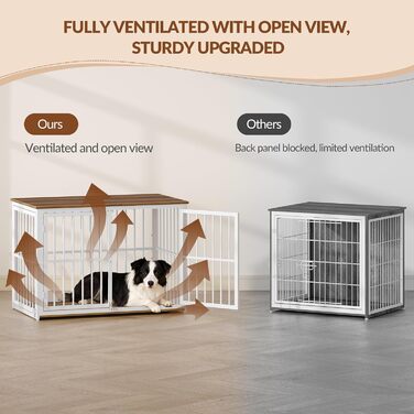 Будиночок для собаки 100x60x70 см, дерев'яний, з 3 дверима, вінтажний коричнево-білий, для середніх та великих порід