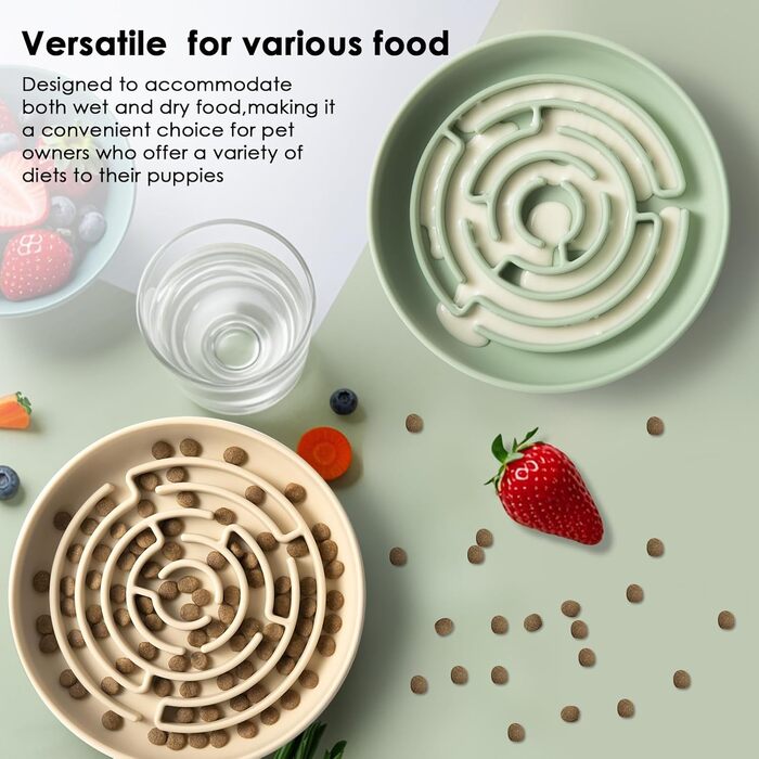 Повільний годівник для собак, миска з силікону з присоском, антизадушливий дизайн, підходить для малих та середніх собак (Бежевий)