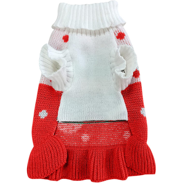 Пуловер для собак CHBORCHICEN, класичний в'язаний пуловер з коміром-стійкою, зимовий, теплий, для цуценят, милий пуловер з малюнком 'Полуниця' та 'Серце', червоний, розмір M