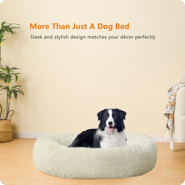Ортопедичне ліжко для собак, кругле, м'яке, для котів та собак, 70 см Ø, (90 x 90 x 20 см), бежеве