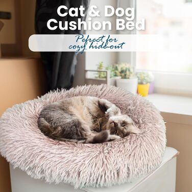 DEFACTO Лежанка для собак, м'яка подушка для собак з імітацією льону, корзина для собак, підняті бортики, неслизьке дно. Розмір M - 60x60 см, Бежевий