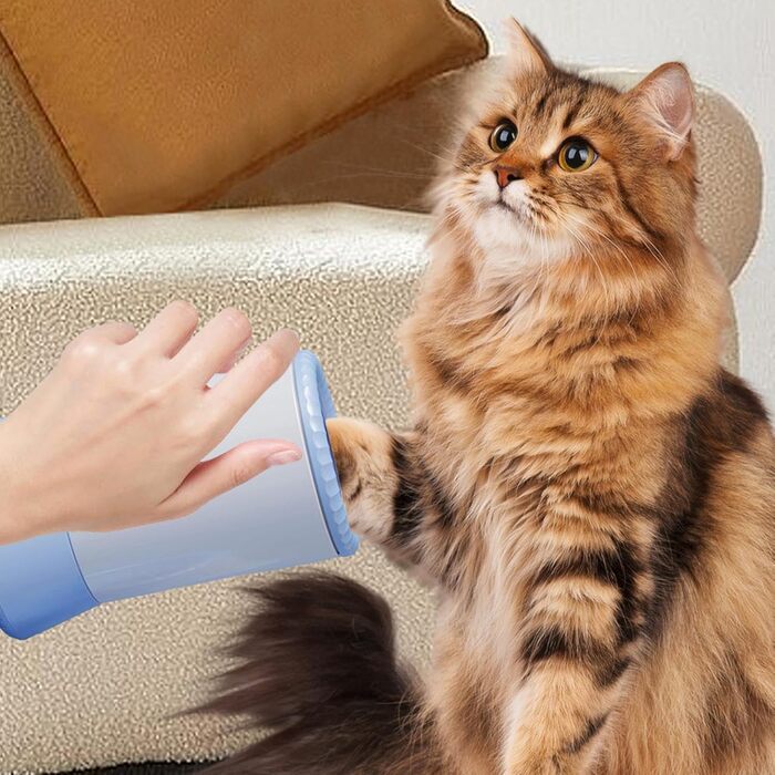 Автоматичний очищувач лап для собак, USB-перезаряджуваний, з м'яким силіконом, 360° обертання, для масажу та догляду за шерстю, білий/рожевий (блакитний)