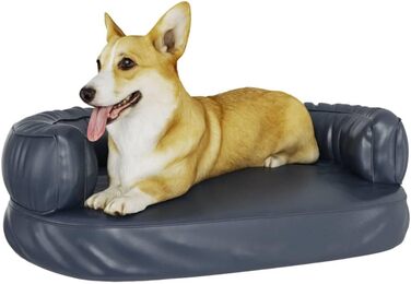 Крісло-ліжко для собак VidaXL, ергономічне, з пінопласту, 75x53 см, штучна шкіра, блакитне