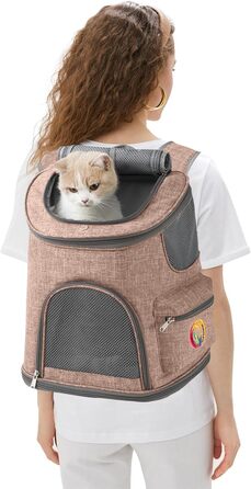 Рюкзак для собак PETCUTE з дихаючою вставкою та м'яким матрацом, складний, з безпечною шлейкою, для подорожей, велосипеду, авіаперельотів, колір імбирно-жовтий