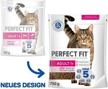 Сухий корм для дорослих котів Perfect Fit Adult 1+ з лососем, 7 кг