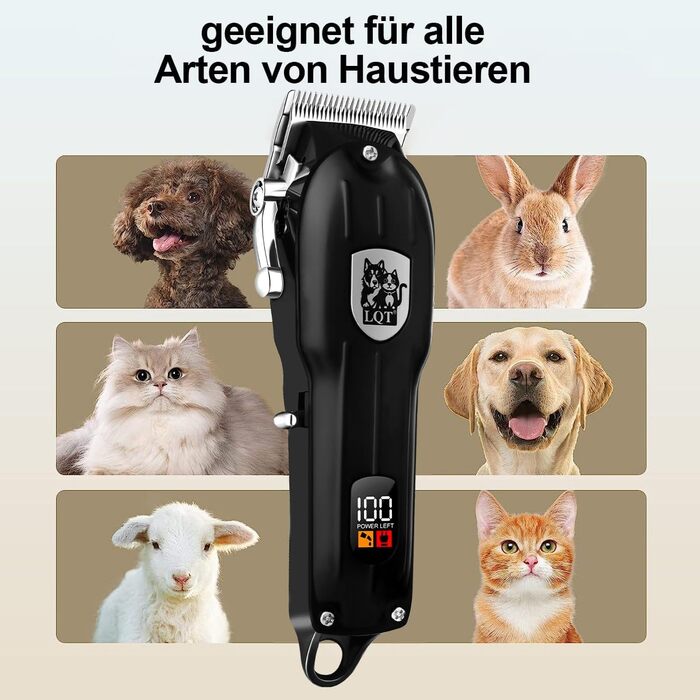 Машинка для стрижки собак, акумуляторна бездротова тиха, для котів та інших тварин, чорна