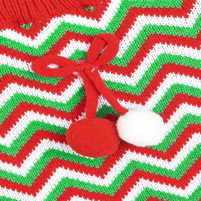 Стильний зимовий светр Jecikelon для собак, теплий і м'який, розмір L, зелений в смужку. Ідеальний для маленьких собак та цуценят.