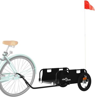 Причіп для велосипеда, вантажний та для собак, чорний, з оксфордської тканини та металу, для покупок та відпочинку