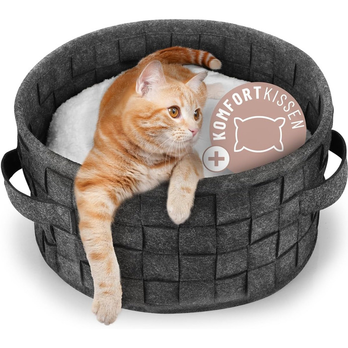 Квіткове ліжко для котів ReaVET Samtpfoten - м'яке та зручне, з подушкою, з фетру