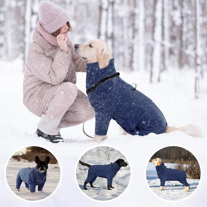 Теплий зимовий пуловер для собак з інтегрованим дзвоником, фліс, для малих, середніх та великих собак, зелений (L, Blue)