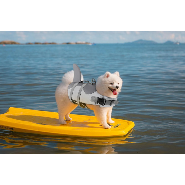 Спасальний жилет для собак ASENKU сірий, S - для плавання, катання на човні