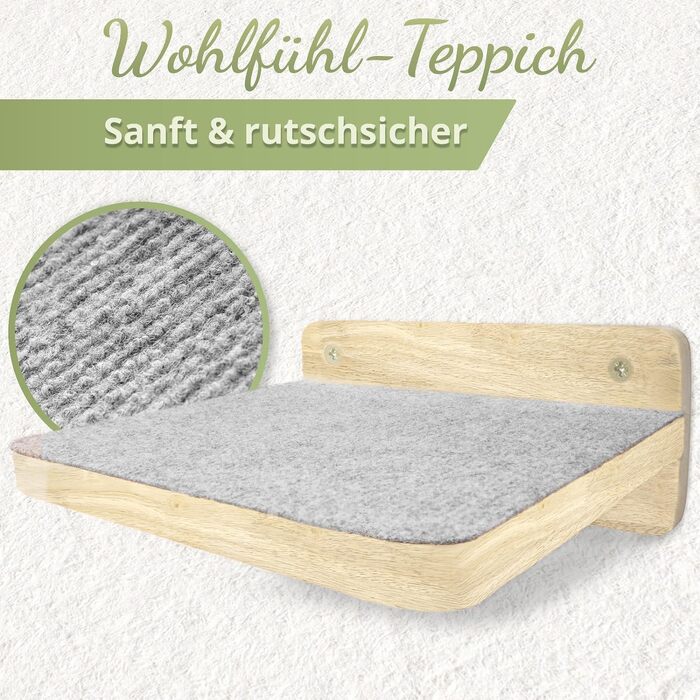 WOOWOOD® Комплект для лазіння котів: драбинка для котів на стіну, 3 входи, світле дерево, XL розмір