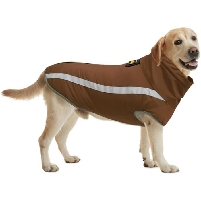 Зимовий теплий одяг для собак FeimaX: водонепроникний теплий зимовий одяг для собак з флісовою підкладкою, відбиваючими елементами, для цуценят, маленьких, середніх та великих собак, оливковий (коричневий), XXL