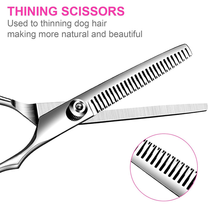 Професійний набір для грумінгу собак 6-в-1: ножиці з безпечними закругленими кінцями, титанове покриття