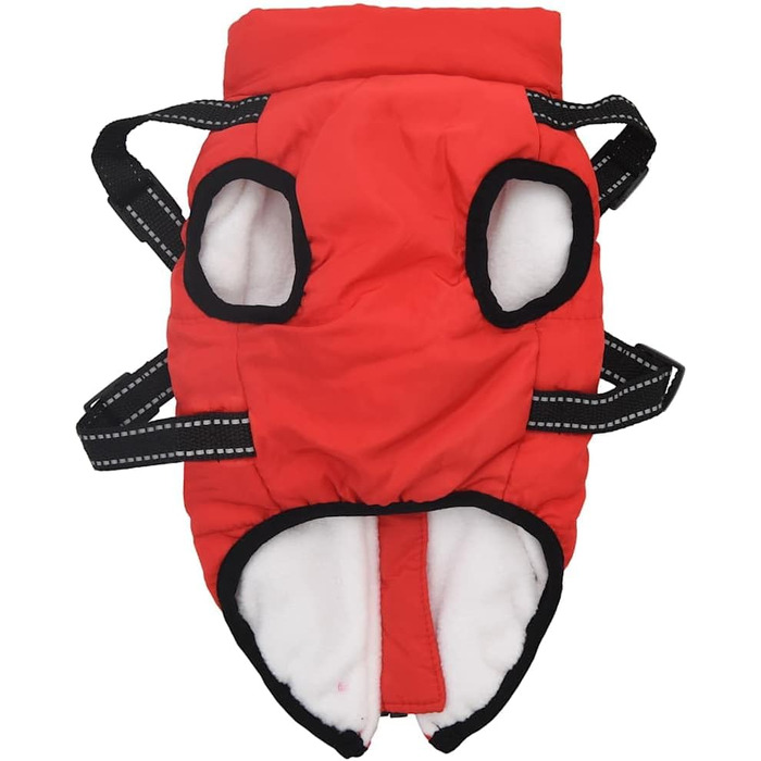 Водонепроникний дощовик для собак VidaXL з шлейкою, червоний, зимовий, теплий