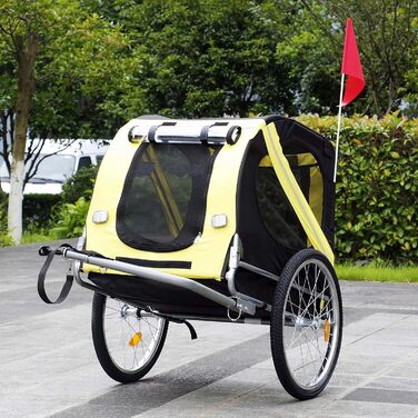 Причіп для собак Wiltec 220x700x78 см з москітною сіткою та захистом від дощу (чорний/жовтий)