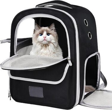 Рюкзак-переноска для котів та собак, дихаючий, для маленьких та середніх тварин, чорний