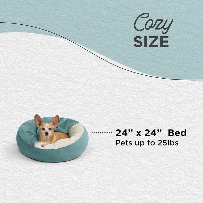 Ліжко для кота та собаки Sheri Cozy Cuddler Ilan, з підстилкою, блакитне, 61x61 см