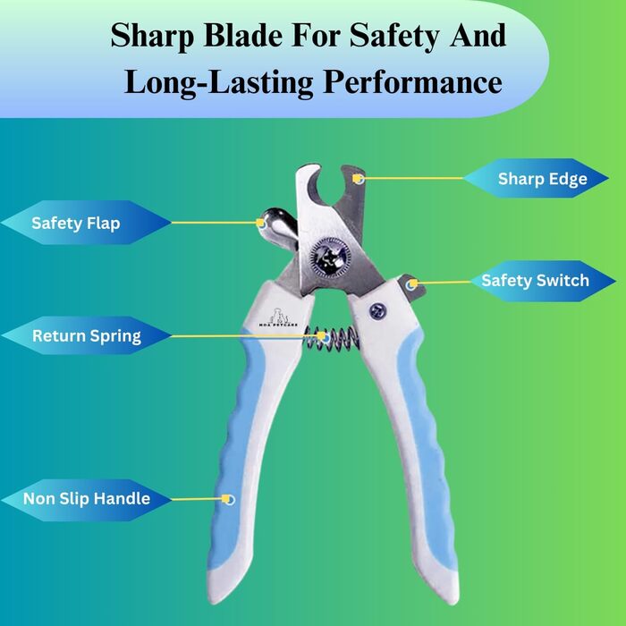 Набір для стрижки та підпилювання кігтів для собак та котів H&A Petcare, професійний, для всіх порід та розмірів, компактний, блакитний