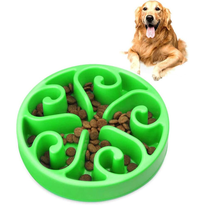Миска для собак Slow Feeder, інтерактивна лабіринтова миска, запобігає швидкому поглинання їжі, проти блювоти, подовжує час їжі (світло-зелена)