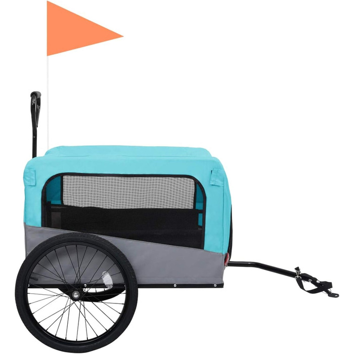 LAPOOH 2-в-1 Причіп для велосипеда та візок для бігу, причіп для собак, комфортний візок, блакитний та сірий