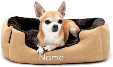 Ліжко для собак Lionto з двостороннім подушками та антиковзною основою, 50x37 см, бежево-коричневе. Підходить для собак та котів будь-якого віку. Міцне, з глибоким входом.