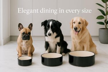 Миска для собак Flamingo Rocky з кераміки, 1700 мл, чорно-біла, для великих собак, миється в посудомийній машині