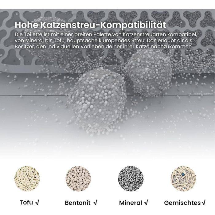 Автоматичний лоток для котів AstroPet 101L з самоочищенням, килимком, керуванням через додаток, великий XXL, для кількох котів, з двома входами, UV-стерилізація, дезодорація негативними іонами кисню, сірий