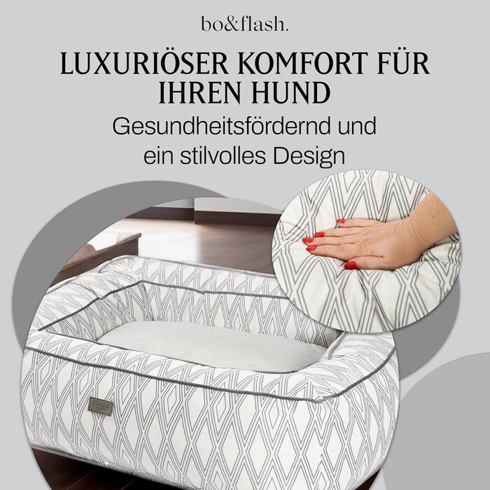 Зручне собаче ліжко bo&flash Boise 'Roy' - диван для собак маленьких та великих порід, з дизайном, що можна прати, з антиковзким покриттям, для захисту суглобів (M, Ruby)