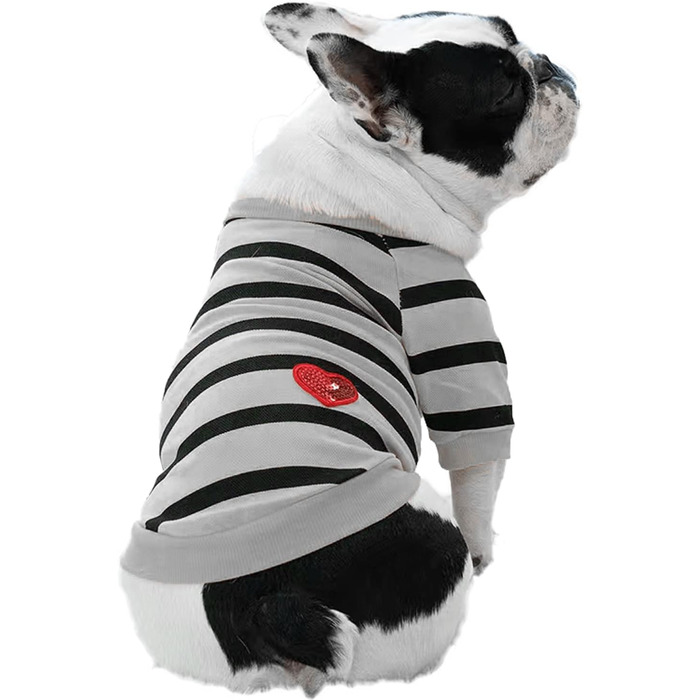 Футболка для собак Boston Terrier, смугаста, синя, розмір S