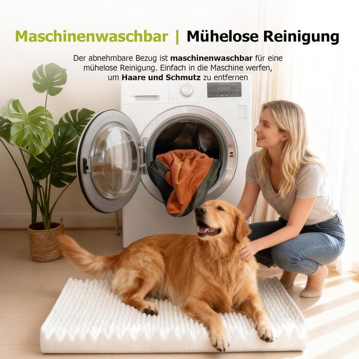 Ортопедичне ліжко для собак з пральним покриттям, водонепроникне подушка для собак з піною з пам'яті та знімний підголівник для підтримки голови та суглобів, неслизьке дно для середніх та великих собак, розмір: 89 x 56 x 20 см, помаранчеве