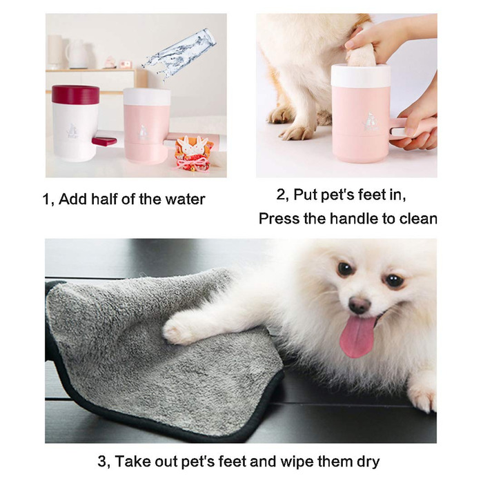 Миска для миття лап собакам Pet Clean, силіконова мийка для лап, щітка для лап, мийка для собак, портативна щітка для чищення тварин, мийка для лап собак і котів (рожева)