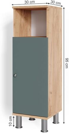 Пенал для ванної Vicco Fynn, антрацит/золотий, 30x95 см, зелений