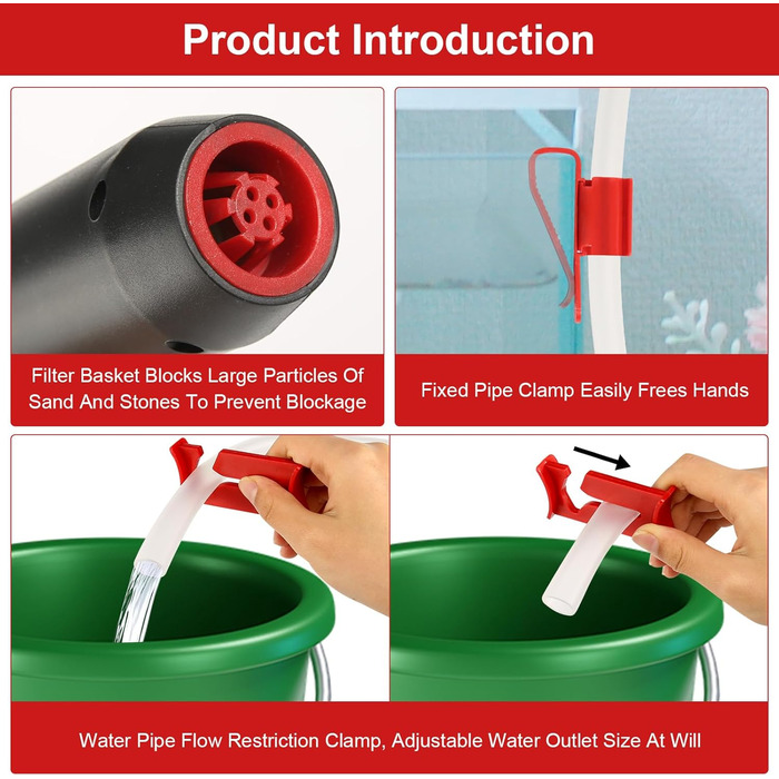 Набір для чищення акваріума GOSHIES 4-в-1: пилосос, фільтр, відсмоктувач ґрунту, набір для підміни води