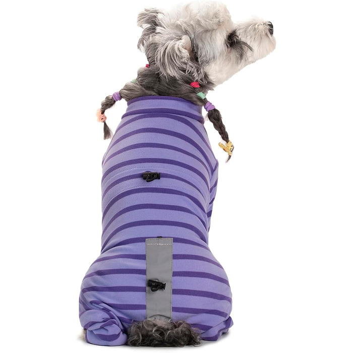 Зимовий теплий пуховик для собак, бавовна, смугастий, регульований, світловідбиваючий, для малих та великих собак, сірий, розмір M, білий (L, фіолетовий)