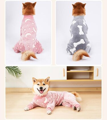 Піжама для собак тепла зимова, комбінезон з флісу, светр для цуценят та собак середніх розмірів, одяг для домашніх тварин, рожевий колір, розмір S