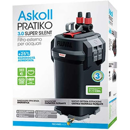 Зовнішній фільтр Askoll Pratiko 200 3.0 для акваріумів до 230 л, супертихий, новинка 2019