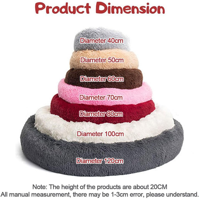 Кругле ліжко для собак та котів, м'яке гніздо-пончик для великих собак, плюшеве ліжко-кошик, миється, 70см, кремовий колір