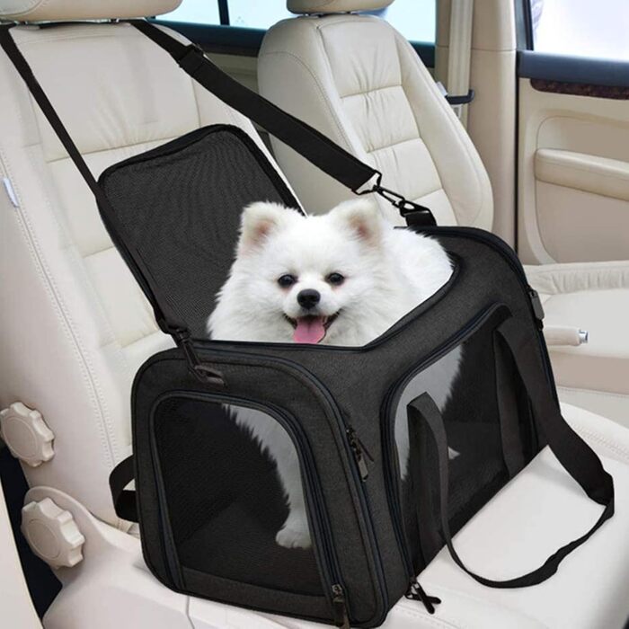 М'яка переноска для котів та собак, чорна | Переноска для тварин, дихаюча, складна, для подорожей