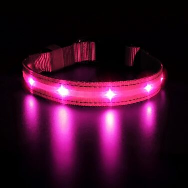 Світлодіодне нашийник для собак Masbri: безпечний, водонепроникний, з підзарядкою, рожевий (XS)