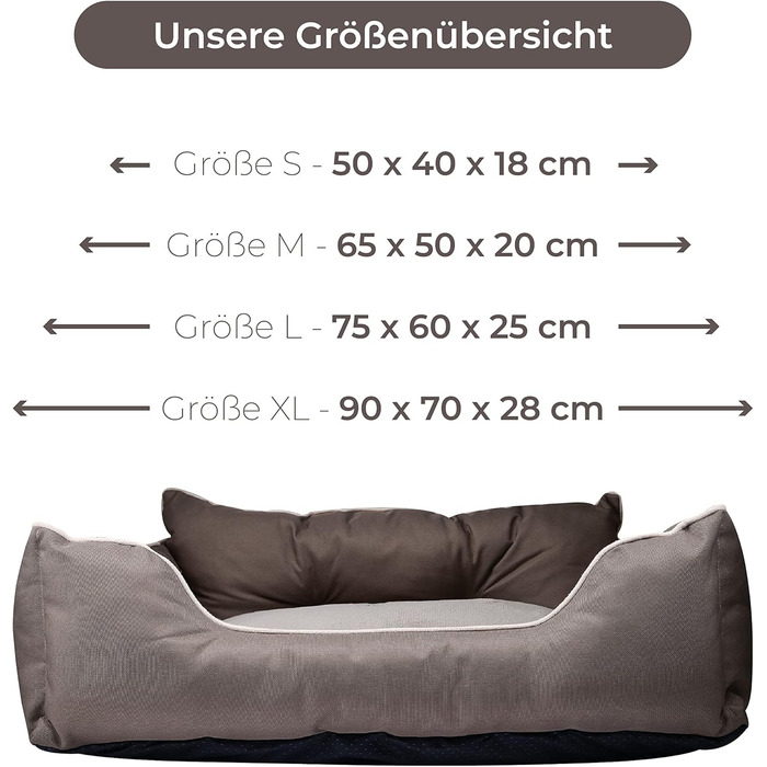 Ліжко для собак Benetton, коричневе, 90x70x28 см, ергономічне, знімний чохол