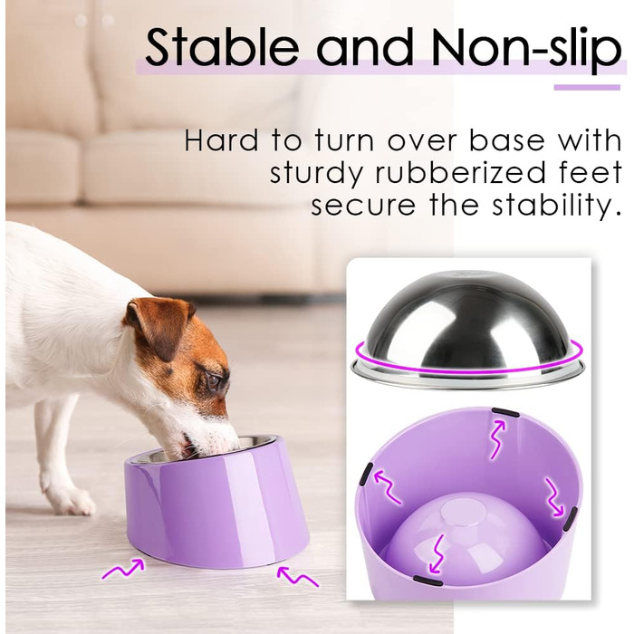 Нахилений годівниця для собак та котів SuperDesign 15°, піднята годівниця, миска для тварин з антиковзним підставою з меламіну, м'ятно-зелений (фіолетовий, M)