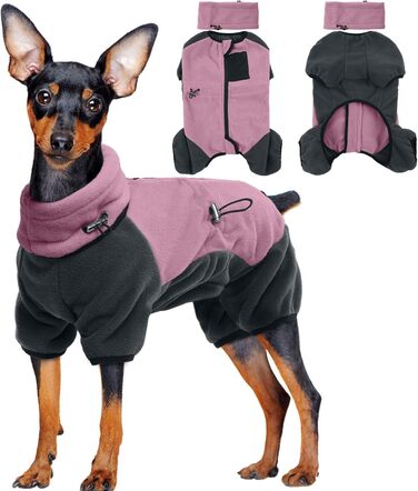 Теплий пуловер для собак середніх порід, флісовий костюм-комбінезон, флісовий халат, костюм Hunter (хакі, рожевий)