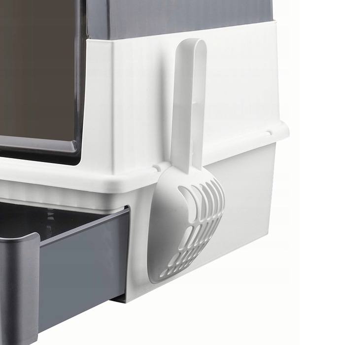 Закритий лоток для котів Globani, сірий, з підсвіткою та висувною шухлядою, 39x35x37 см